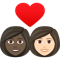 Couple with Heart- Woman- Woman- Dark Skin Tone- Light Skin Tone emoji on Emojione